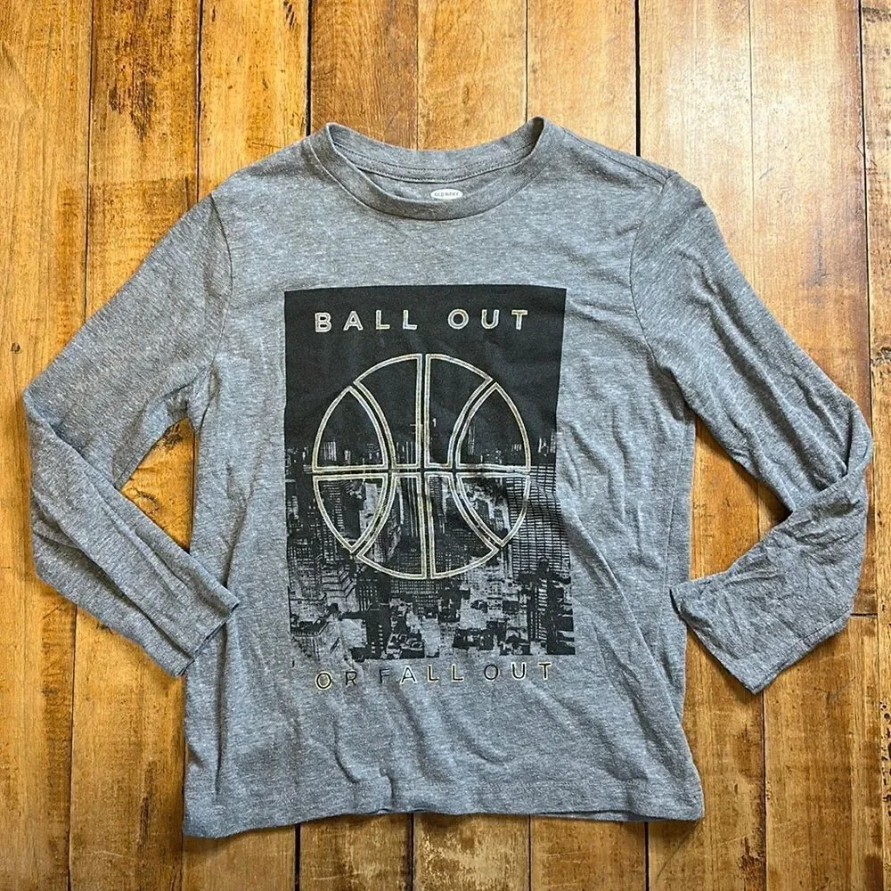 Old Navy Long Sleeve size 8 medium Gray Basketball Shirt School